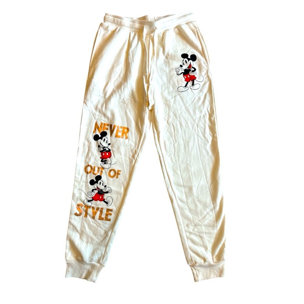 Disney Mickey Mouse Never Out Of Style Joggers Cream S